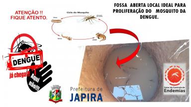 ### Atenção fossa e poço aberto são local ideal para proliferação do  mosquito da dengue.