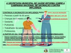 Informativo campanha nacional de vacinação contra INFLUENZA.
