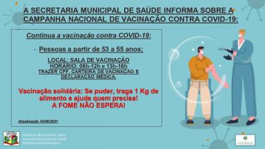 Informativo campanha nacional de vacinação contra  COVID-19