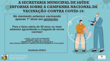Informativo campanha nacional de vacinação contra a COVID-19.