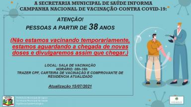Informativo campanha nacional de vacinação contra a COVID-19.