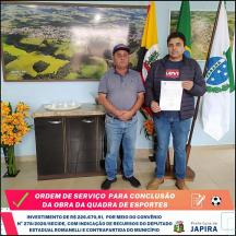 - ORDEM DE SERVIÇO PARA CONCLUSÃO DA QUADRA POLIESPORTIVA DA ESCOLA MUNICIPAL DR. CÉSAR.