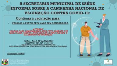 Informativo campanha nacional de vacinação contra a COVID-19.
