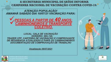 Informativo campanha nacional de vacinação contra a COVID-19.