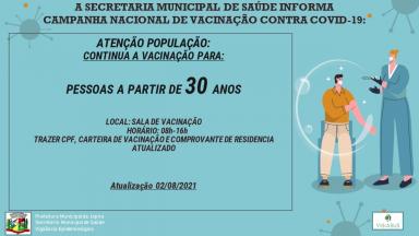 Informativo campanha nacional de vacinação contra a COVID-19.